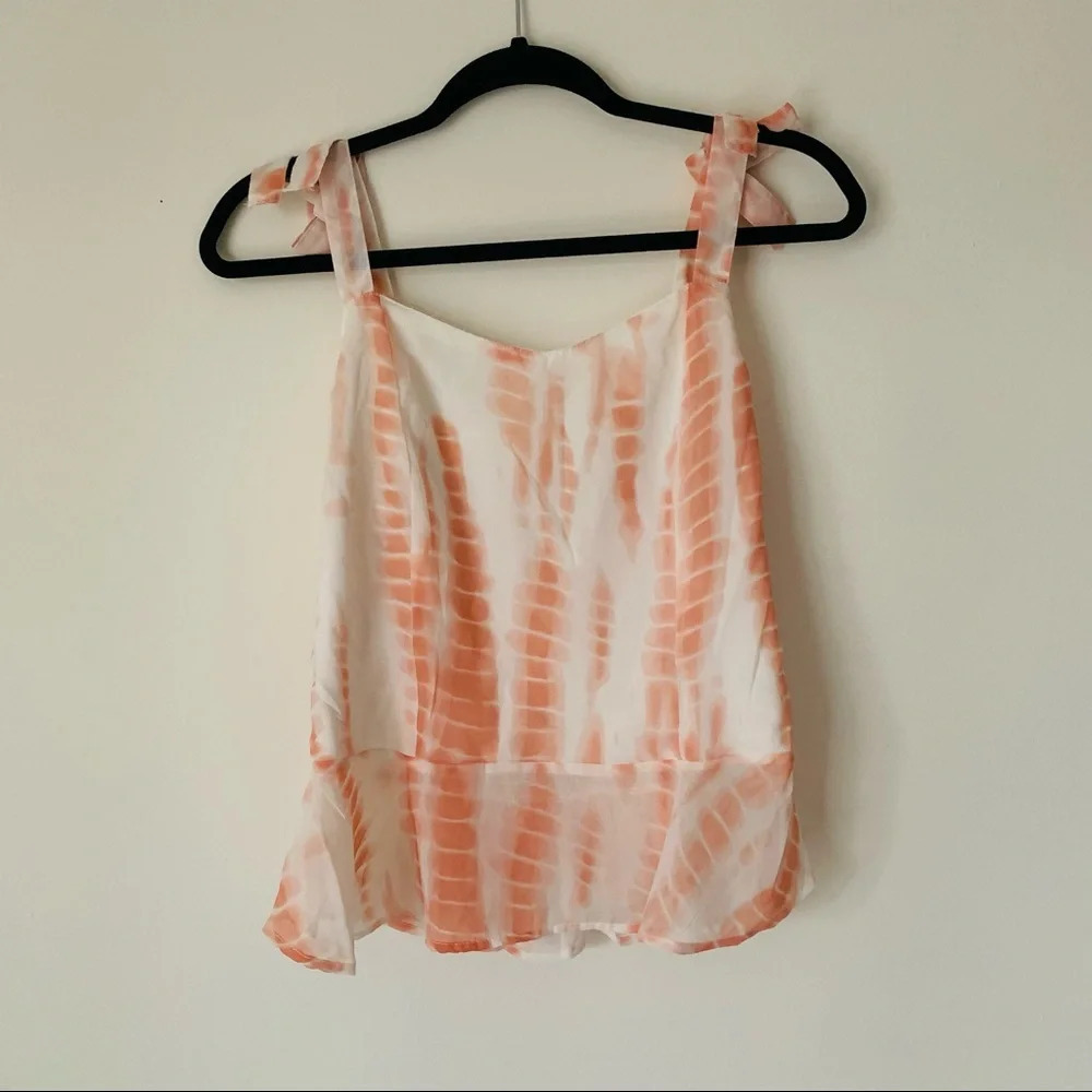 Japna peach white tie dye crop tank top L